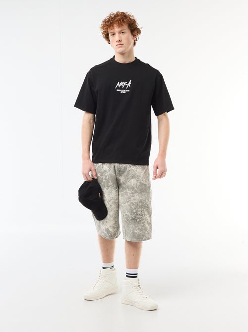 T-shirt met ronde hals en contrasterend borduursel - Kiabi