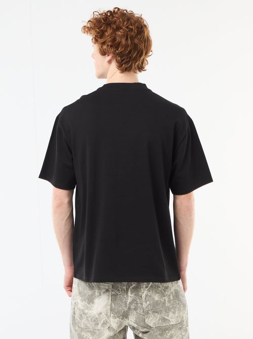 T-shirt met ronde hals en contrasterend borduursel - Kiabi