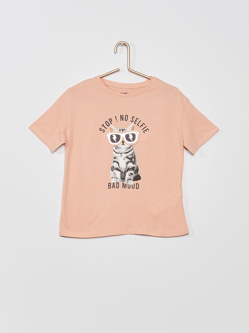 T-shirt met ronde hals en katje ROSE - Kiabi