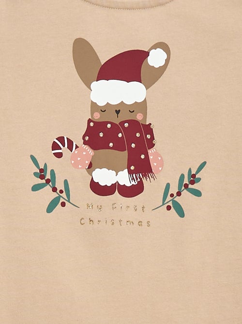 T-shirt met ronde hals en kerstprint - Kiabi