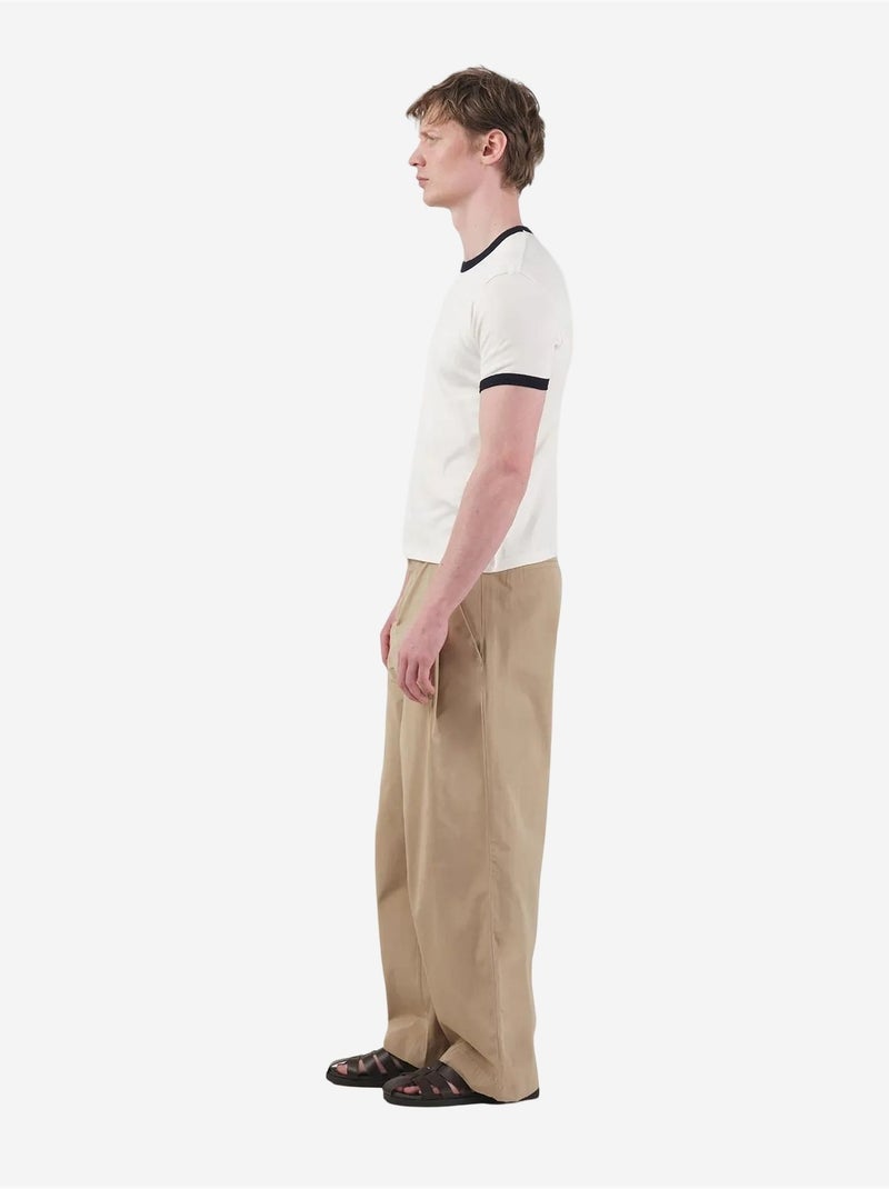T-shirt met ronde hals en kleurblokken, afgewerkt met contrasterende bies. Giesto Ivoor - Kiabi