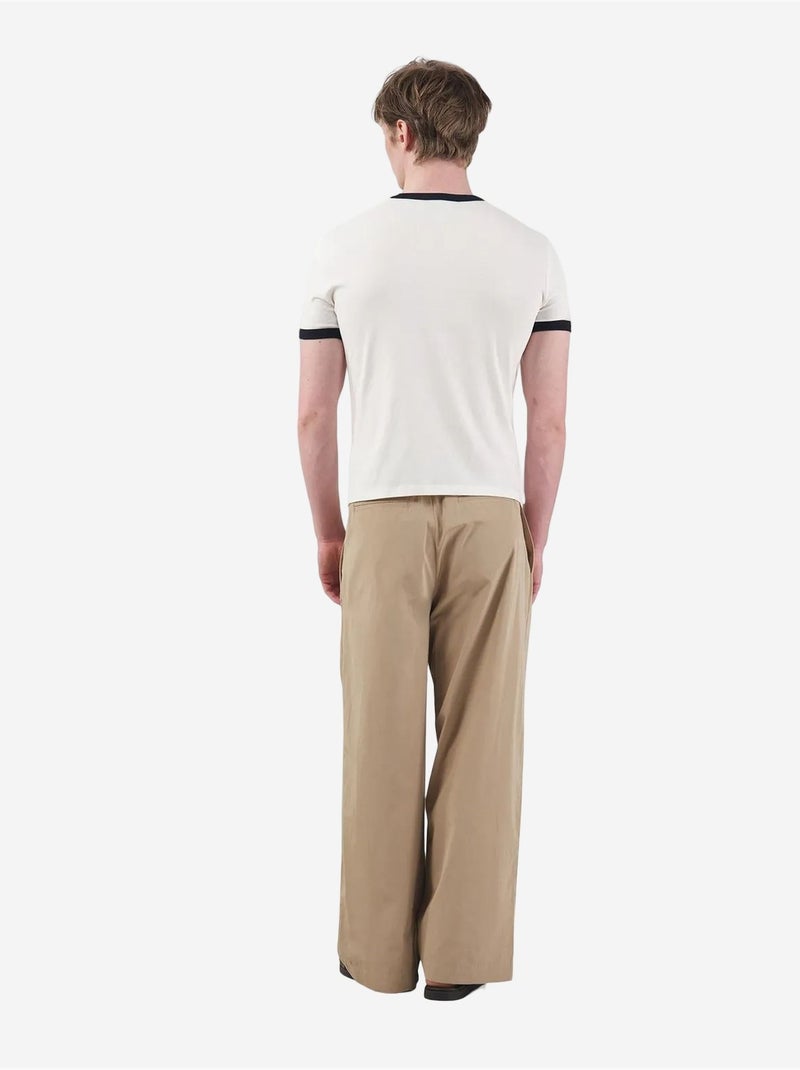 T-shirt met ronde hals en kleurblokken, afgewerkt met contrasterende bies. Giesto Ivoor - Kiabi