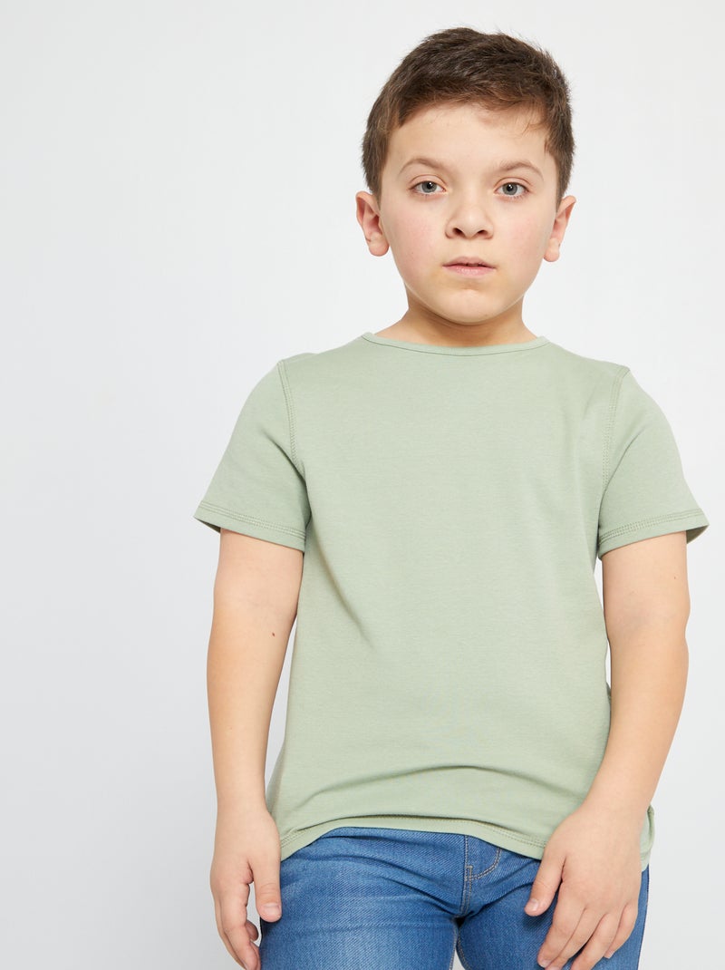 T-shirt met ronde hals en korte mouwen GROEN - Kiabi