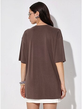 T-shirt met ronde hals en korte mouwen met splitdetail busem