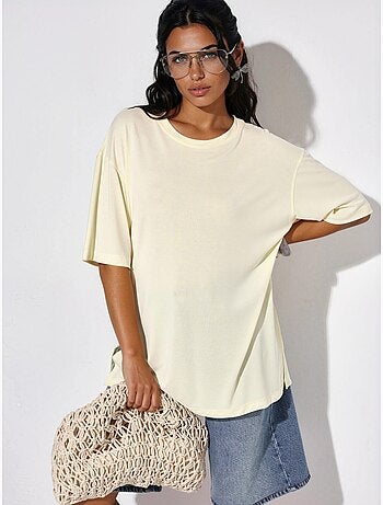 T-shirt met ronde hals en korte mouwen met splitdetail busem
