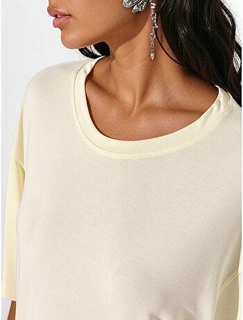 T-shirt met ronde hals en korte mouwen met splitdetail busem
