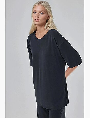 T-shirt met ronde hals en korte mouwen met splitdetail busem