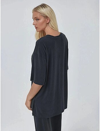 T-shirt met ronde hals en korte mouwen met splitdetail busem