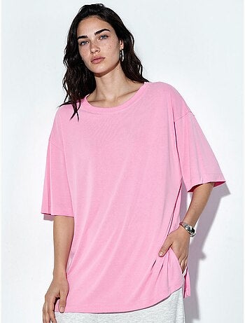 T-shirt met ronde hals en korte mouwen met splitdetail busem