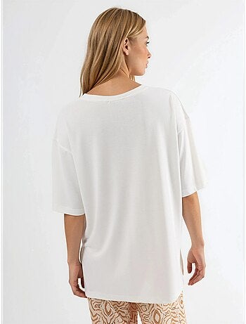T-shirt met ronde hals en korte mouwen met splitdetail busem