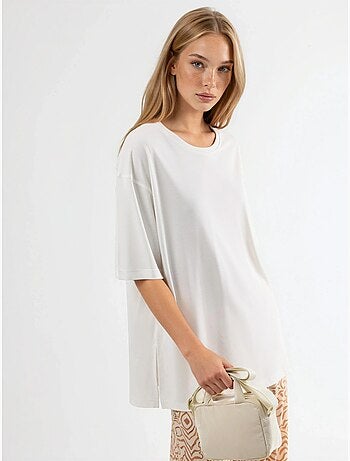 T-shirt met ronde hals en korte mouwen met splitdetail busem