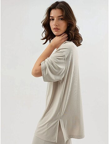 T-shirt met ronde hals en korte mouwen met splitdetail busem