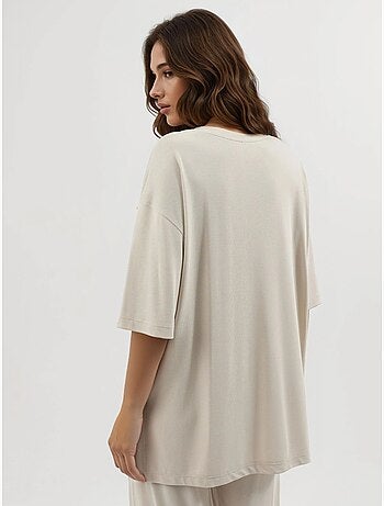 T-shirt met ronde hals en korte mouwen met splitdetail busem