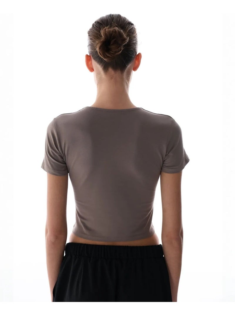 T-shirt met ronde hals en korte mouwen penti Donkergrijs - Kiabi