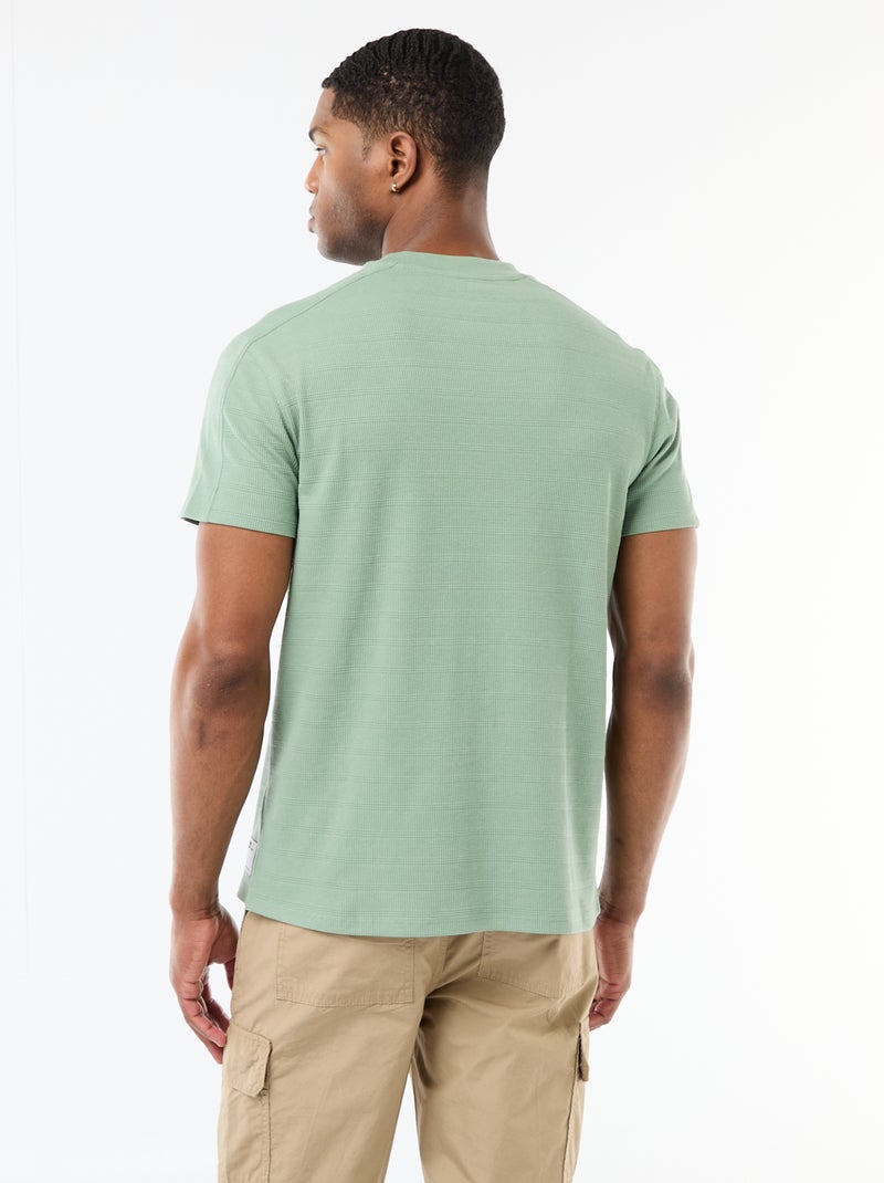 T-shirt met ronde hals en korte mouwen van gewafelde stof Groen - Kiabi