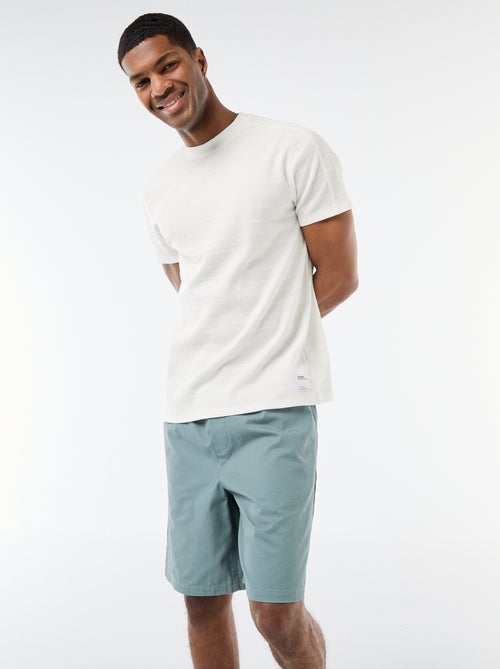 T-shirt met ronde hals en korte mouwen van gewafelde stof - Kiabi