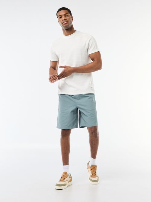 T-shirt met ronde hals en korte mouwen van gewafelde stof - Kiabi