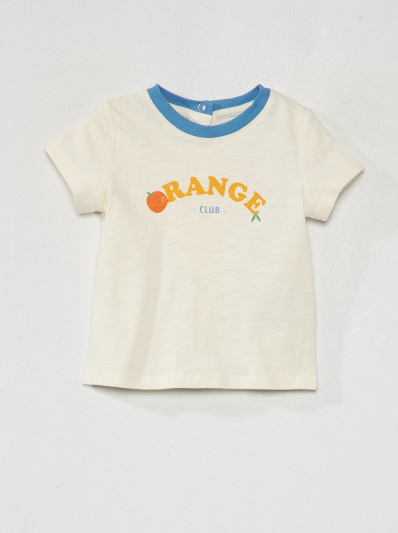T-shirt met ronde hals en korte mouwen WIT - Kiabi