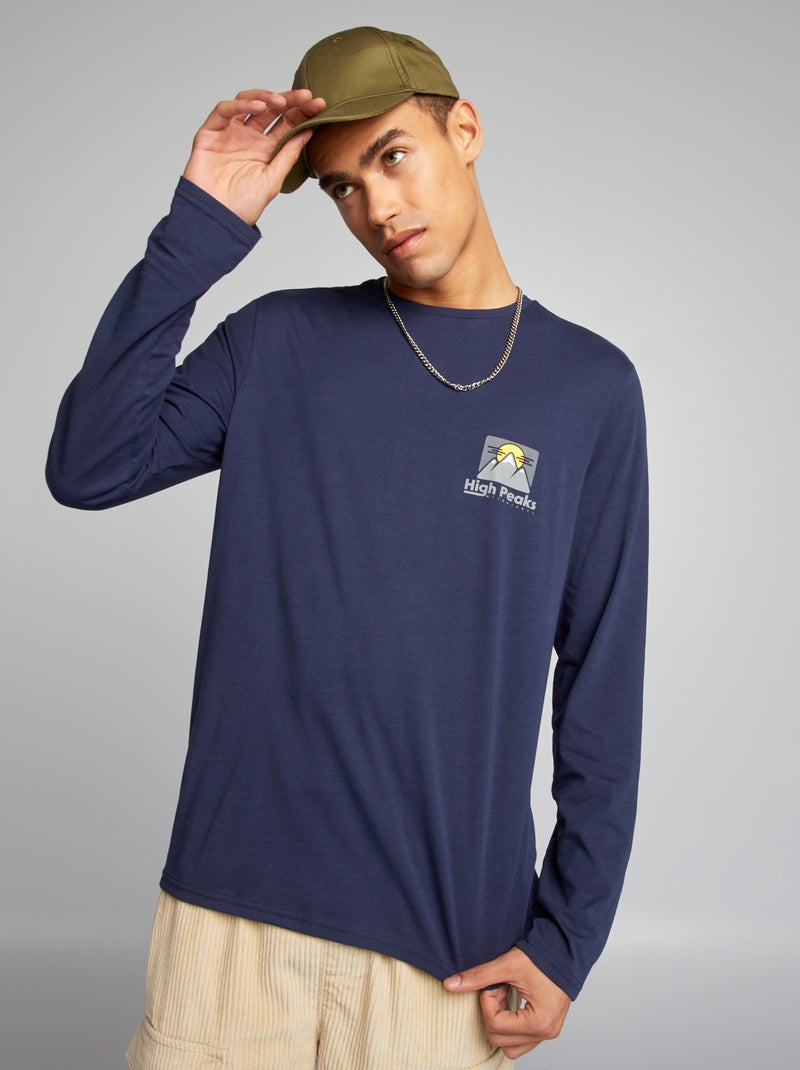 T-shirt met ronde hals en lange mouw GRIJS - Kiabi