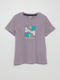 T-shirt met ronde hals en print PAARS - Kiabi