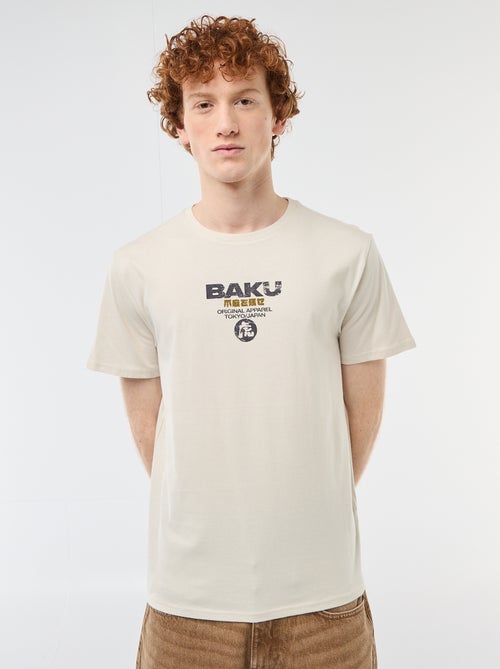 T-shirt met ronde hals en print van katoen - Kiabi