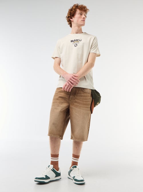 T-shirt met ronde hals en print van katoen - Kiabi