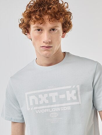 T-shirt met ronde hals en print van katoen