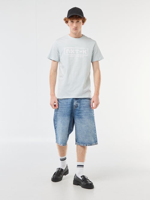 T-shirt met ronde hals en print van katoen - Kiabi