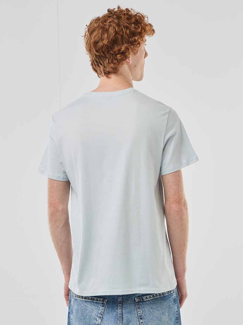 T-shirt met ronde hals en print van katoen Grijs - Kiabi