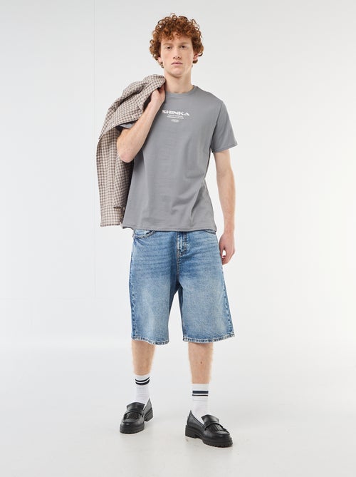 T-shirt met ronde hals en print van katoen - Kiabi