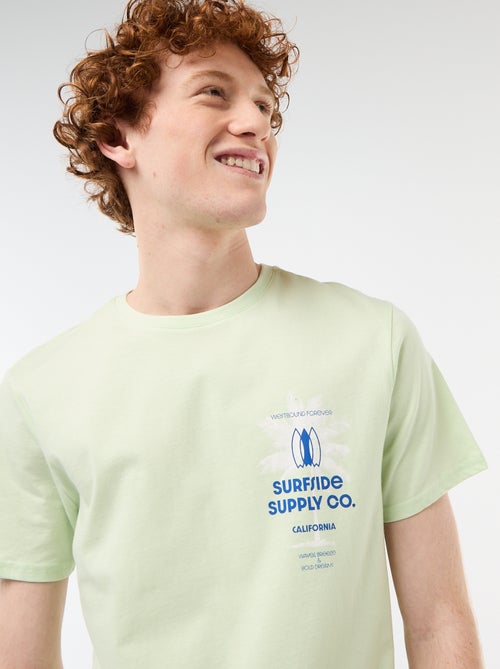 T-shirt met ronde hals en print van katoen - Kiabi