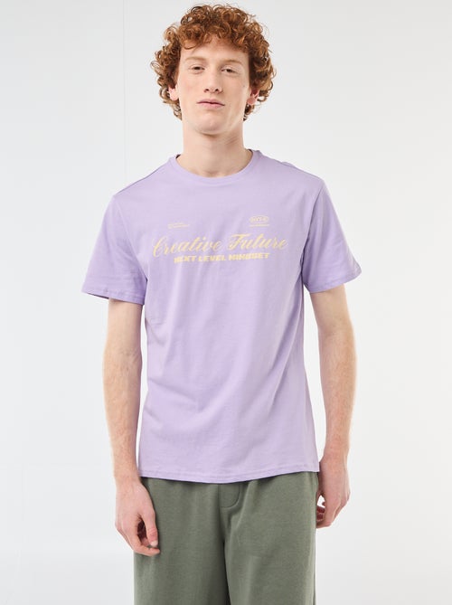 T-shirt met ronde hals en print van katoen - Kiabi