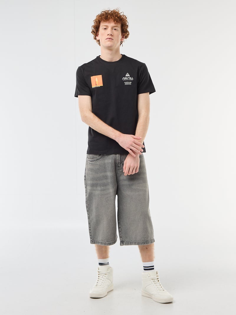 T-shirt met ronde hals en print van katoen Wit - Kiabi