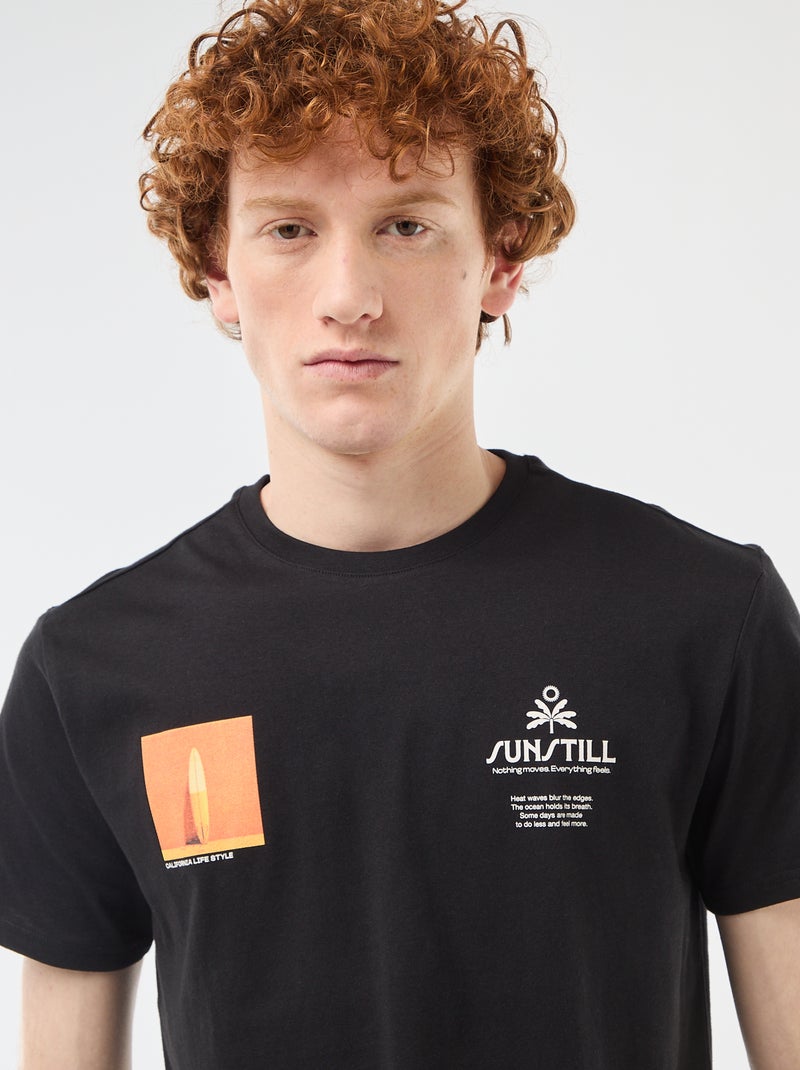 T-shirt met ronde hals en print van katoen Wit - Kiabi