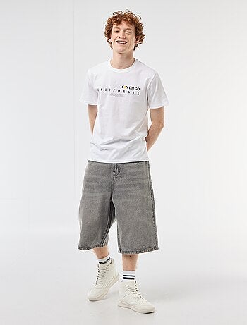 T-shirt met ronde hals en print van katoen