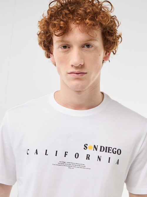 T-shirt met ronde hals en print van katoen - Kiabi