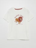 T-shirt met ronde hals en print WIT - Kiabi