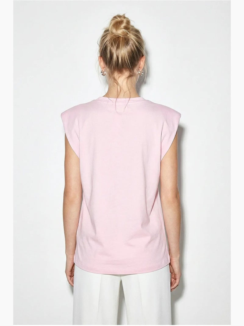 T-shirt met ronde hals en uitsparing lucci Lichtroze - Kiabi