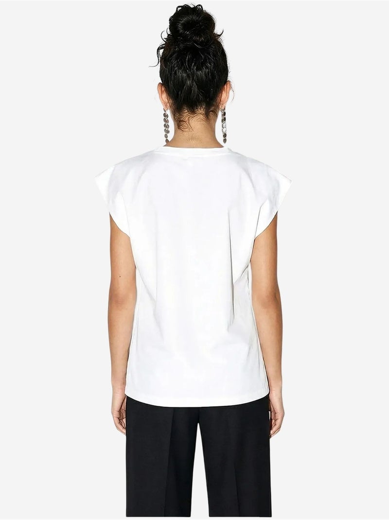 T-shirt met ronde hals en uitsparing lucci Wit - Kiabi