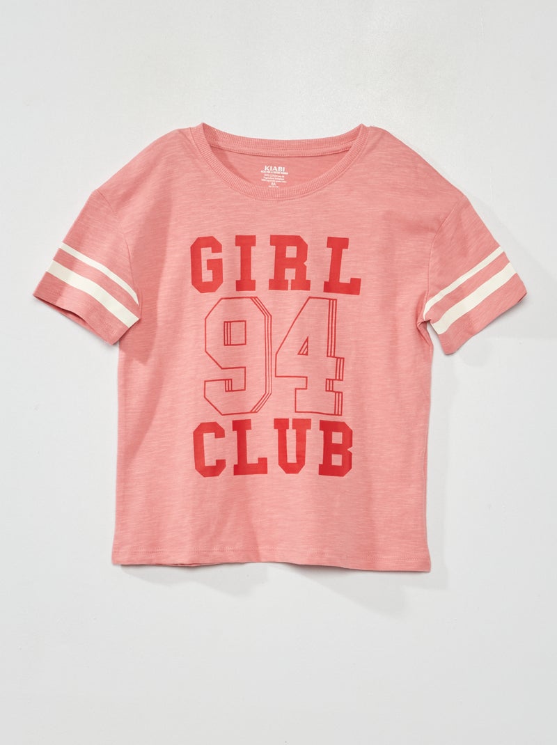 T-shirt met ronde hals in campusstijl ROSE - Kiabi