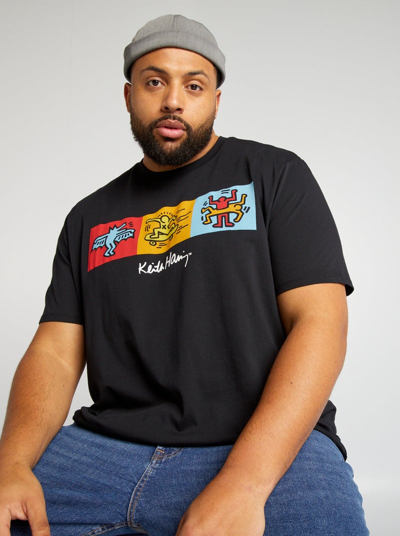 T-shirt met ronde hals 'Keith Haring' zwart - Kiabi