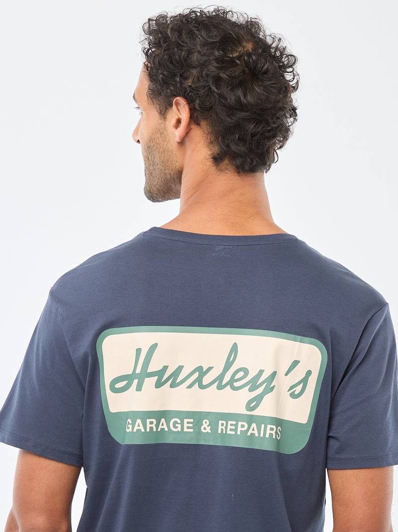 T-shirt met ronde hals, korte mouwen en print Blauw - Kiabi