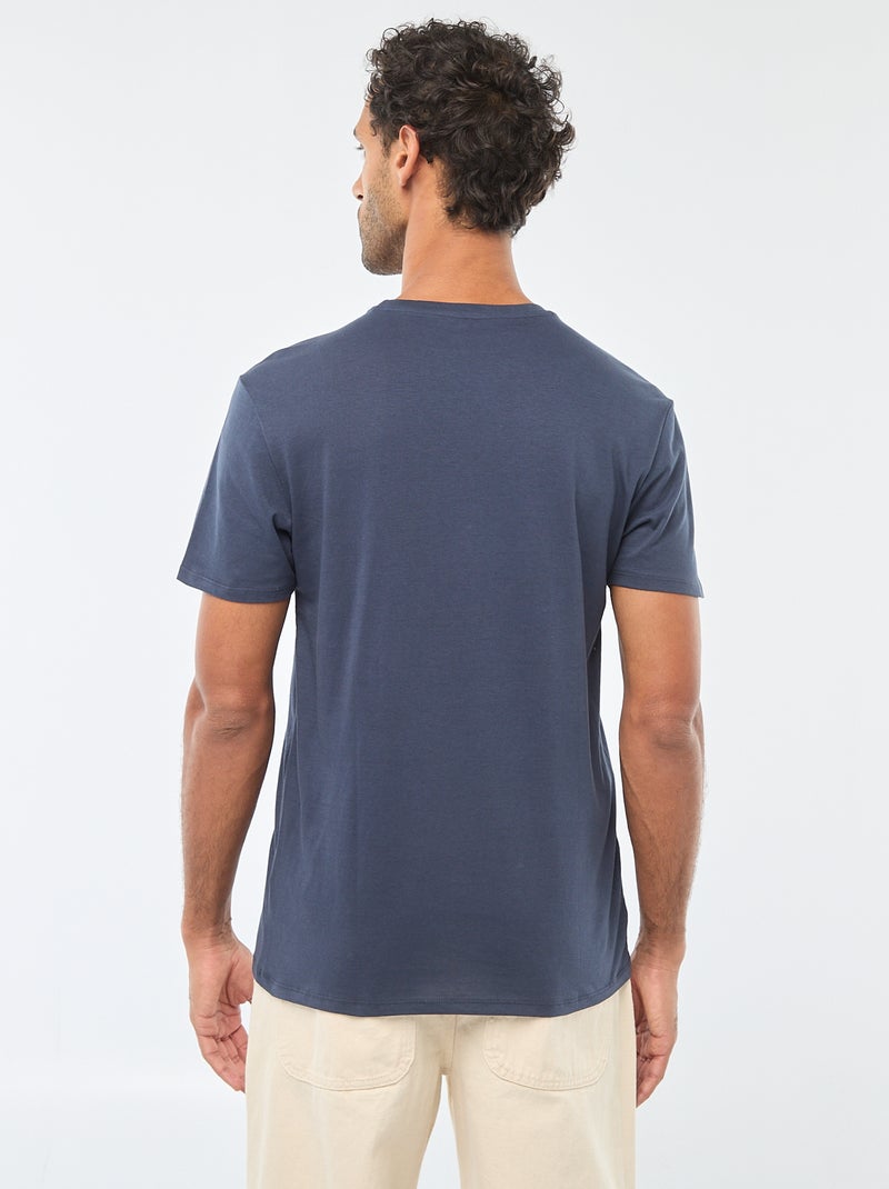 T-shirt met ronde hals, korte mouwen en print Blauw - Kiabi