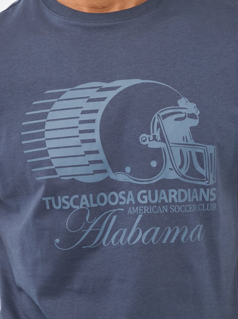 T-shirt met ronde hals, korte mouwen en print Blauw - Kiabi