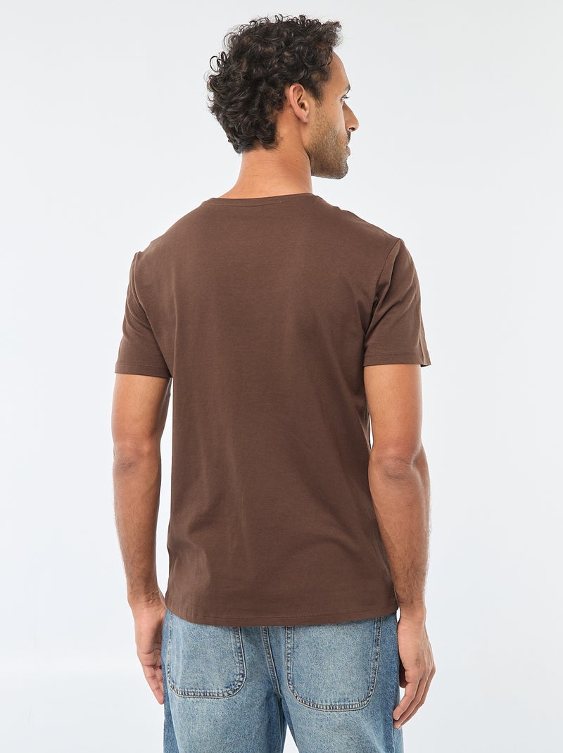T-shirt met ronde hals, korte mouwen en print Bruin - Kiabi