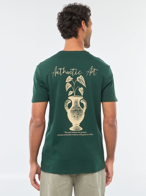 T-shirt met ronde hals, korte mouwen en print - Kiabi