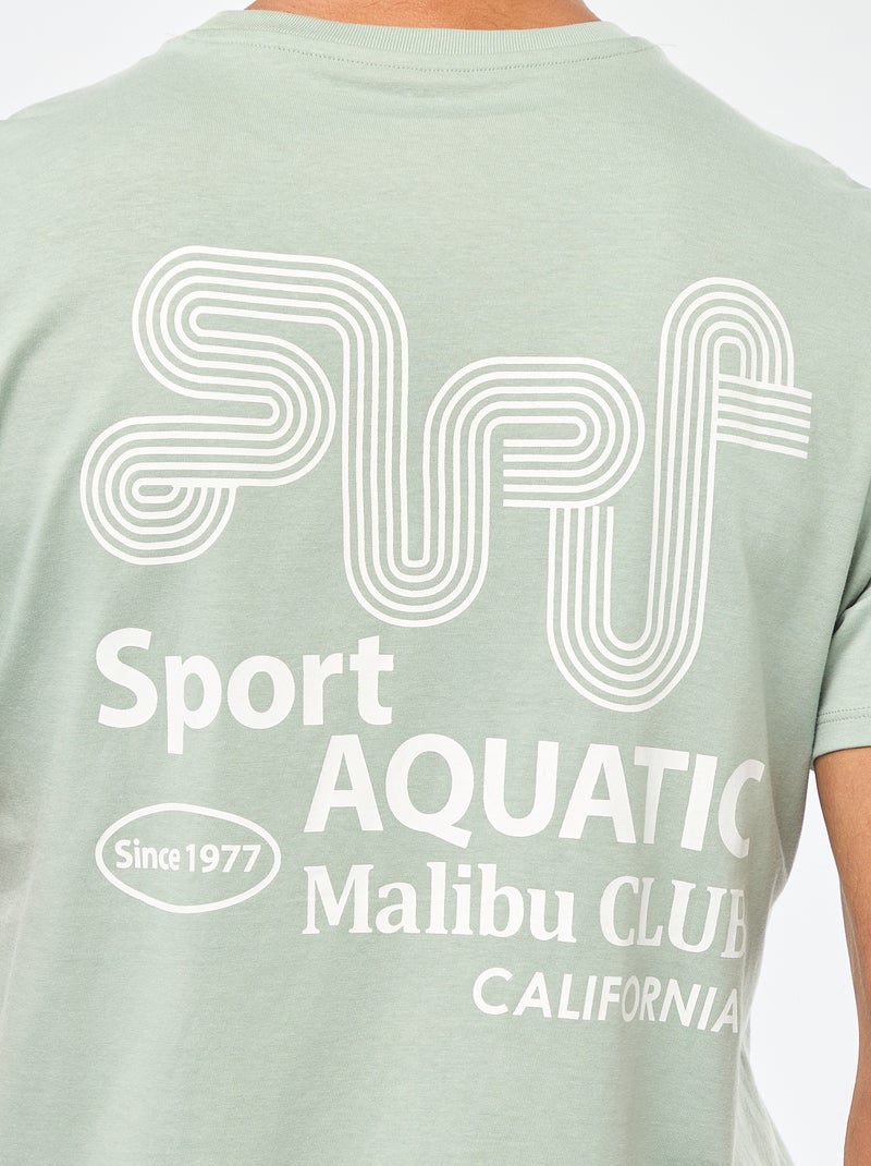T-shirt met ronde hals, korte mouwen en print Groen - Kiabi