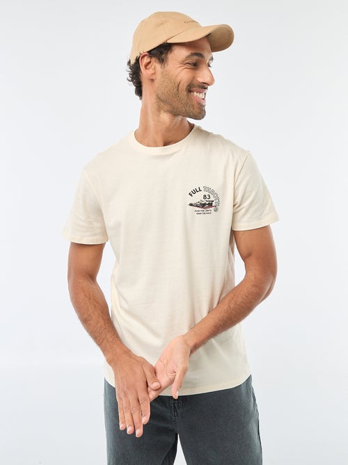 T-shirt met ronde hals, korte mouwen en print - Kiabi