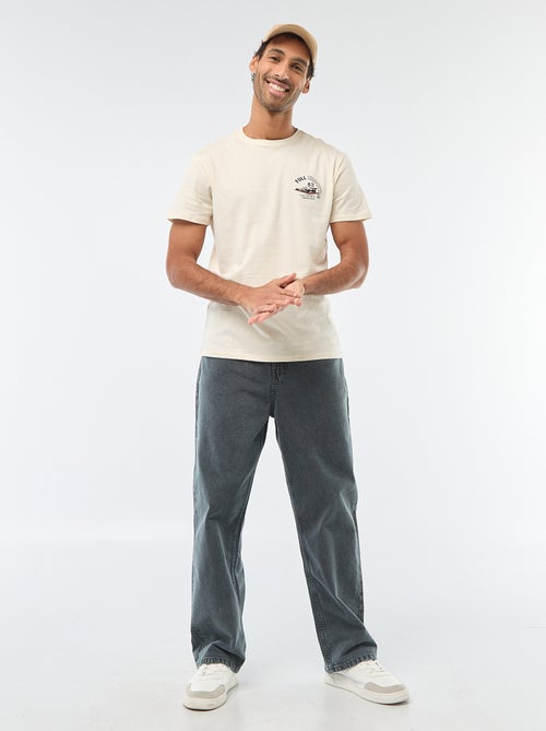 T-shirt met ronde hals, korte mouwen en print - Kiabi