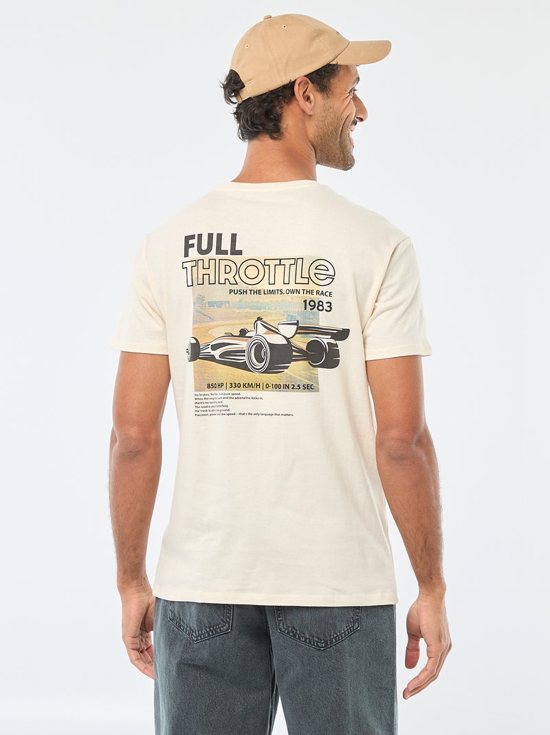 T-shirt met ronde hals, korte mouwen en print Wit - Kiabi